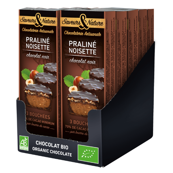 Saveurs & Nature -- Bouchées praliné noisette enrobés de chocolat noir 70% de cacao x 10